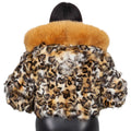 Simon Cropped Leopard Print Fox Fur