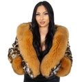 Simon Cropped Leopard Print Fox Fur