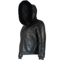 Crocodile Print Leather Bomber with Fox Trim Hood