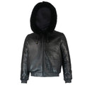 Crocodile Print Leather Bomber with Fox Trim Hood