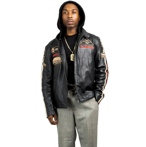 Hooded Racer Leather Jacket