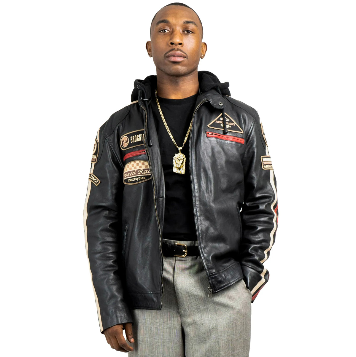 Hooded Racer Leather Jacket – Daniel's Leather