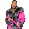 Long Rabbit Coat with Fox Trimming