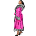 Long Rabbit Coat with Fox Trimming