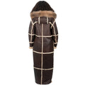 Women Full-Length Shearling with Fox Trim Hood
