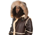 Women Full-Length Shearling with Fox Trim Hood