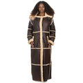 Women Full-Length Shearling with Fox Trim Hood