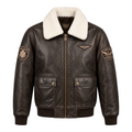 Top Gun® Aviator Luxury Leather Bomber With Removable Mouton Collar