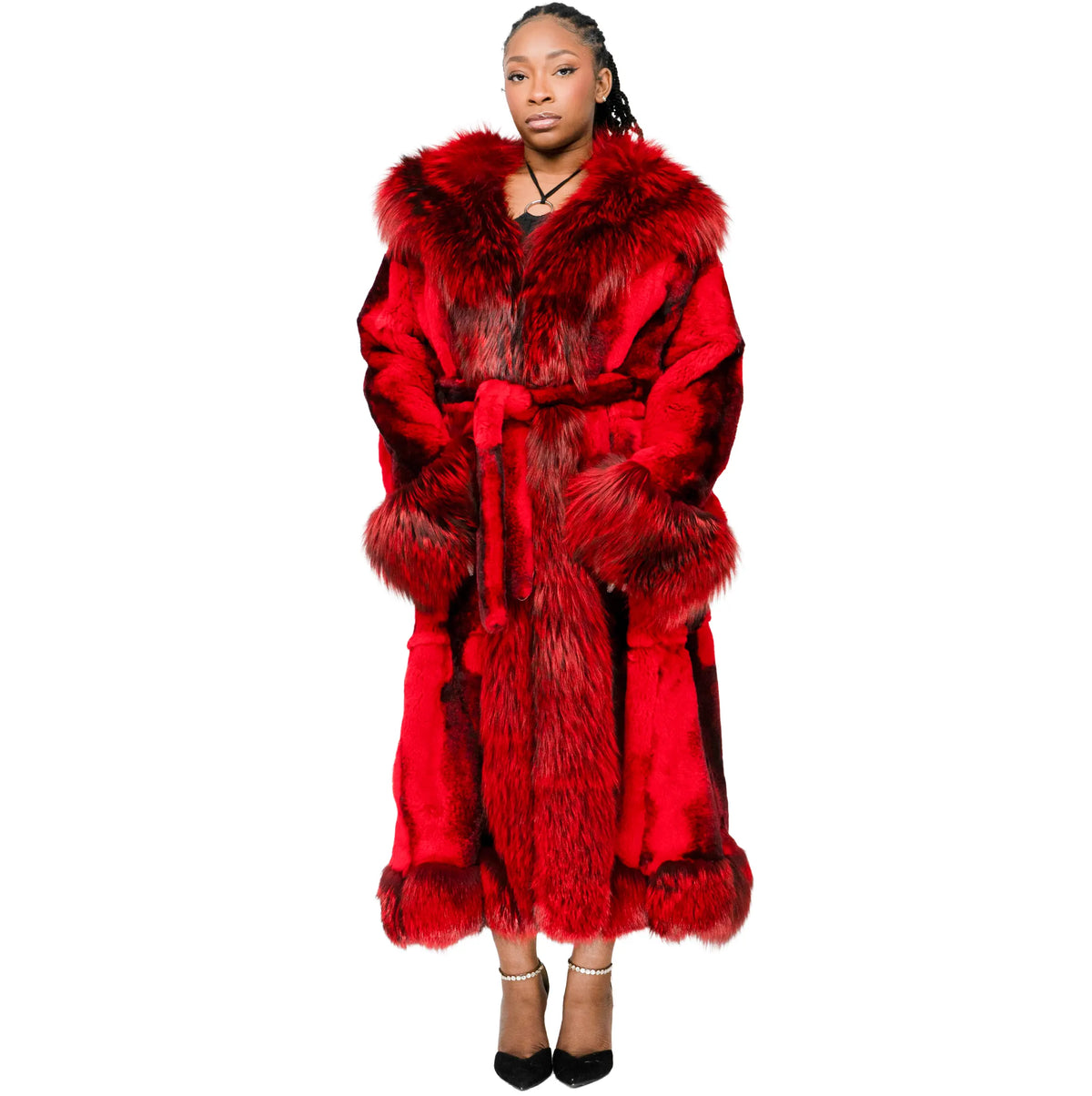 Long Rabbit Coat with Fox Trimming – Daniel's Leather