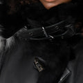 Women Full-Length Shearling with Fox Trim Hood