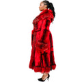 Long Rabbit Coat with Fox Trimming