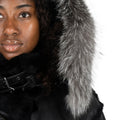 Women Full-Length Shearling with Fox Trim Hood