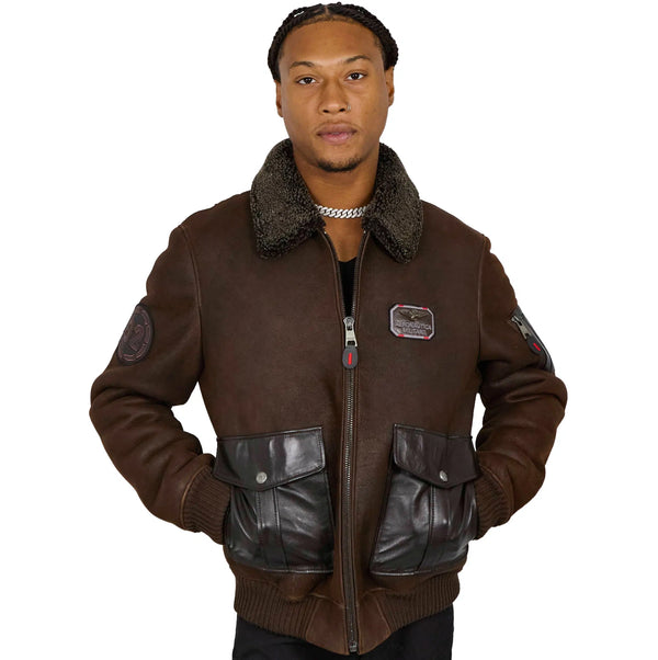 Aviator Style Shearling Jacket
