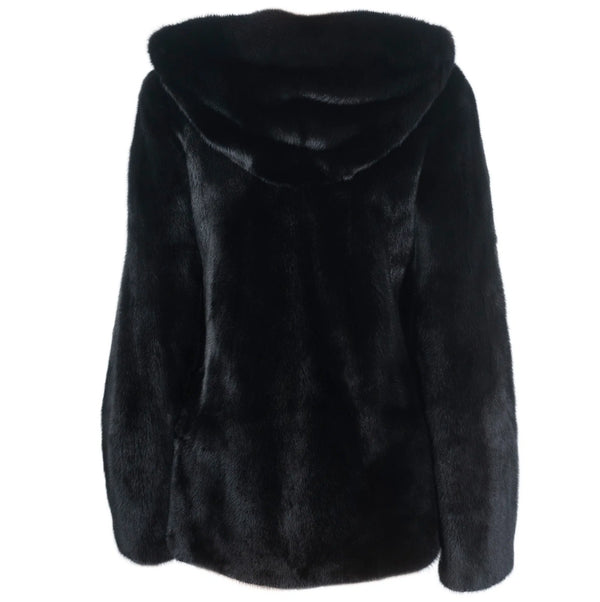 Mink Single Button Cape with Hood