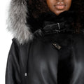 Women Full-Length Shearling with Fox Trim Hood