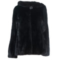 Mink Single Button Cape with Hood