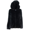 Mink Single Button Cape with Hood