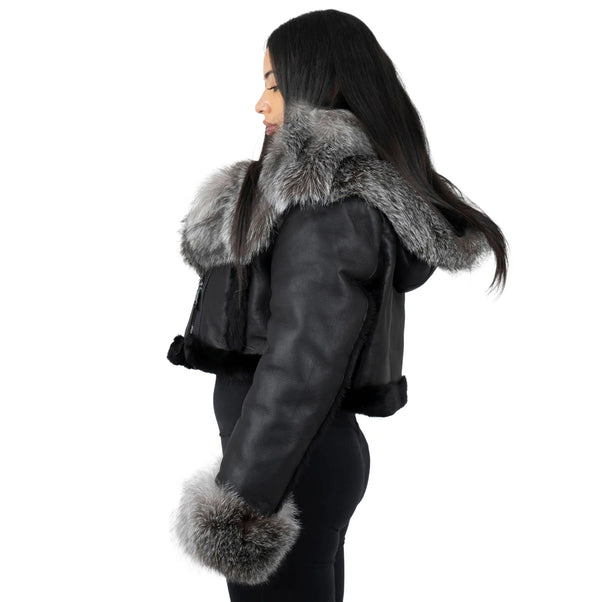 Cropped Shearling with Fox Trims