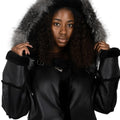 Women Full-Length Shearling with Fox Trim Hood
