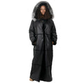 Women Full-Length Shearling with Fox Trim Hood