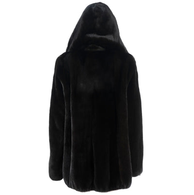 Mink Single Button Cape with Hood