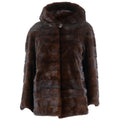 Mink Single Button Cape with Hood