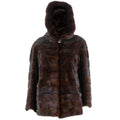 Mink Single Button Cape with Hood