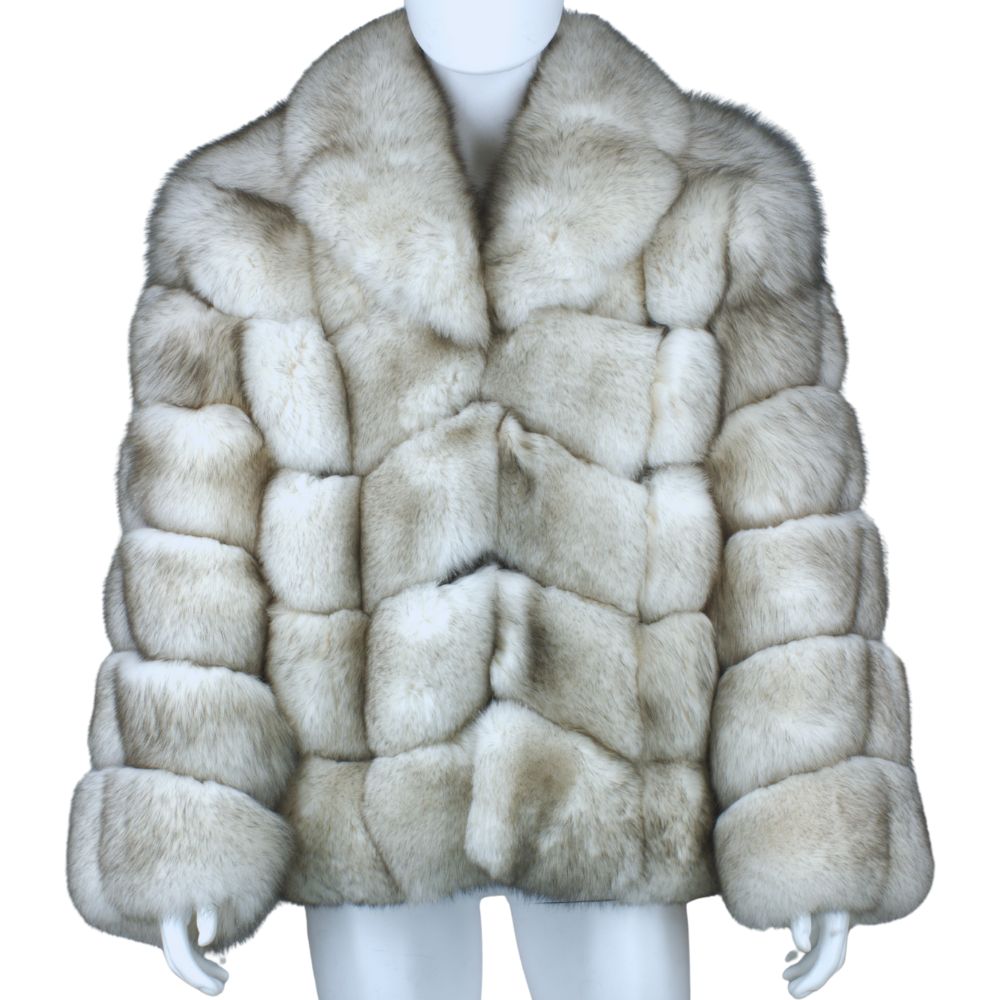 Natural Blue Fox Chevron Cut Coat