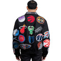 Jeff Hamilton NBA Collage Wool and Leather Jacket