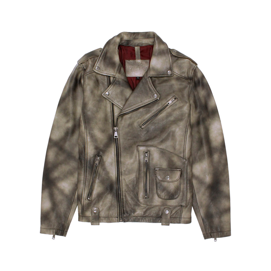 Moto Jacket with Slanted Chest Zipper