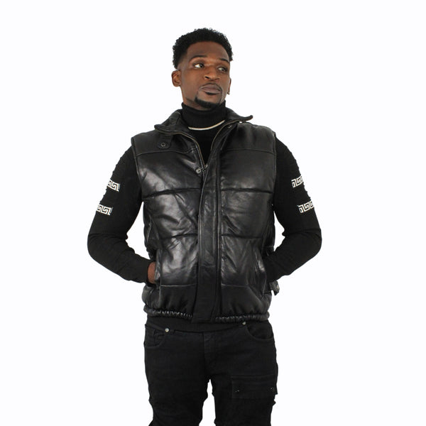 Leather Goose Bubble Vest