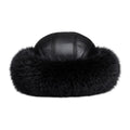 Leather Hat with Fox Trim