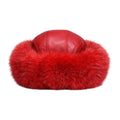 Leather Hat with Fox Trim