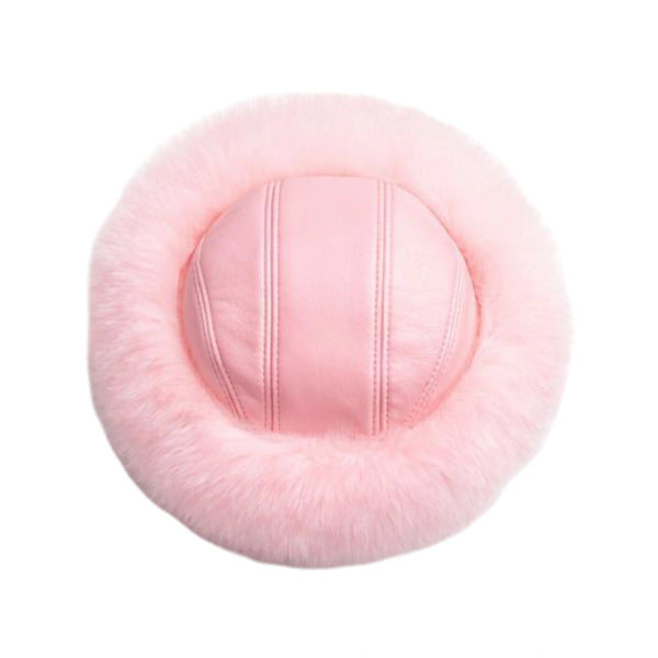 Leather Hat with Fox Trim