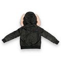 Black Faux Leather Hoodie with Faux Fur