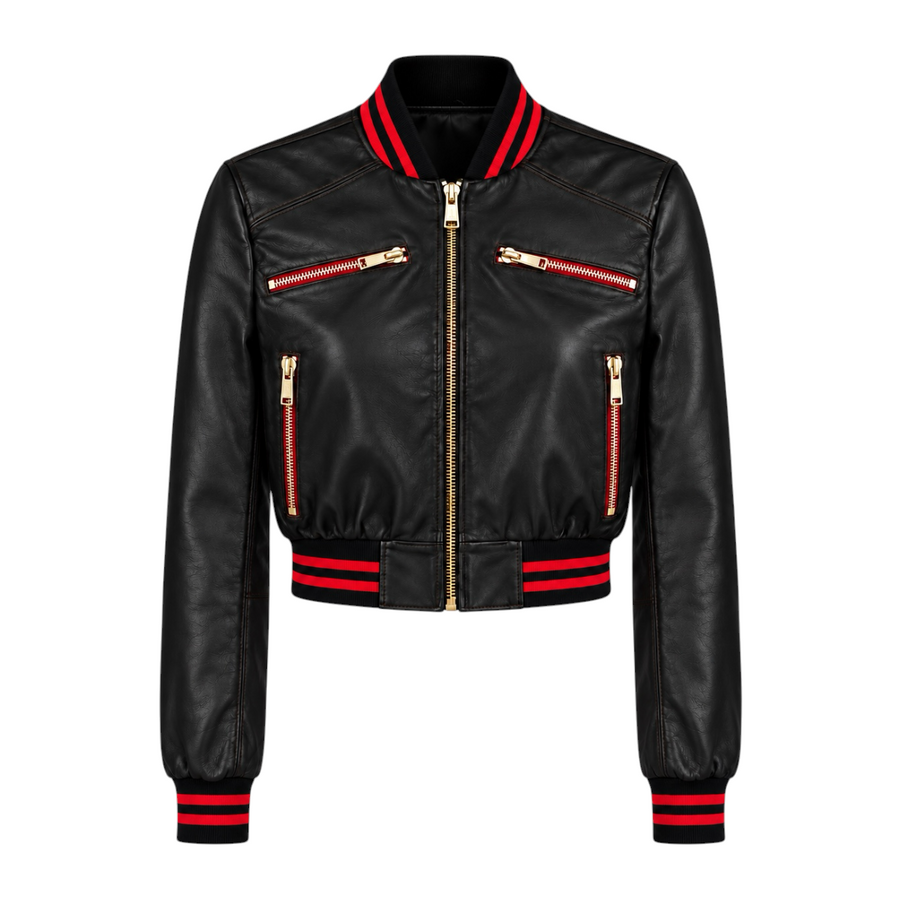 Cropped Leather Baseball