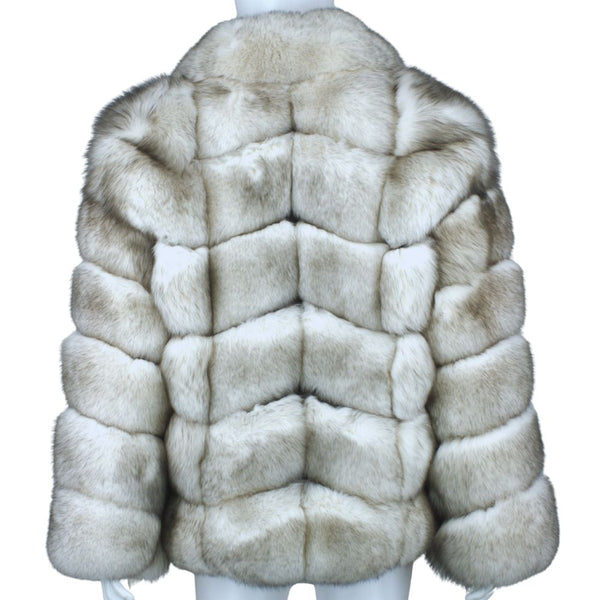 Natural Blue Fox Chevron Cut Coat