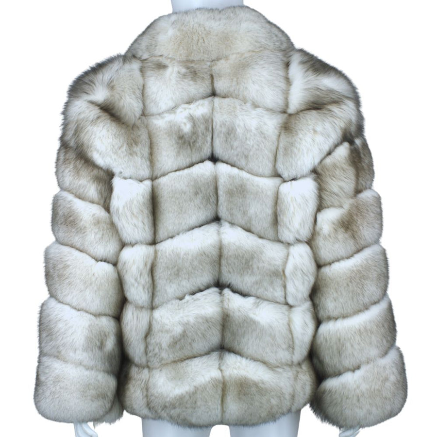 Natural Blue Fox Chevron Cut Coat