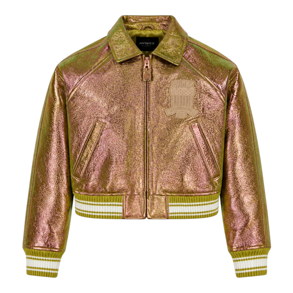Cropped Rose Gold Metallic Icon Jacket
