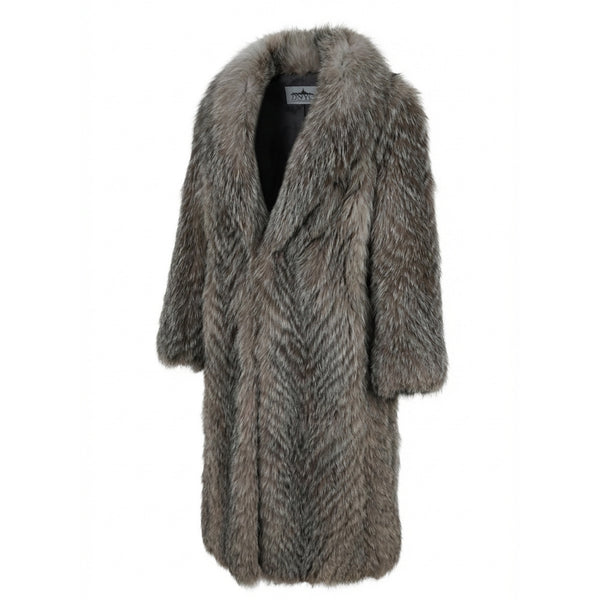 Long Crystal Feathered Fox Coat