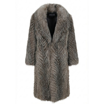 Long Crystal Feathered Fox Coat
