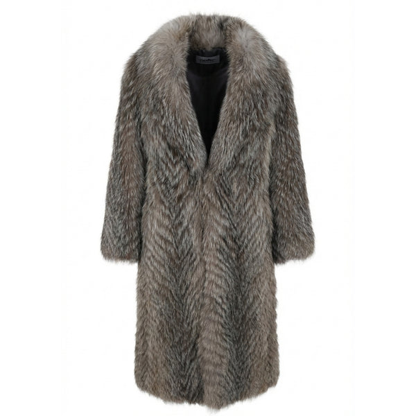 Long Crystal Feathered Fox Coat