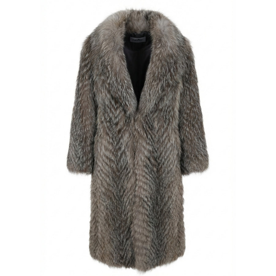 Long Crystal Feathered Fox Coat