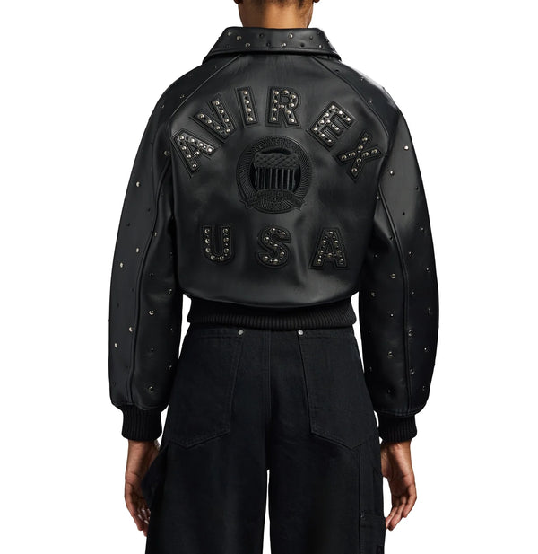 Women's Cropped Studded Icon Jacket