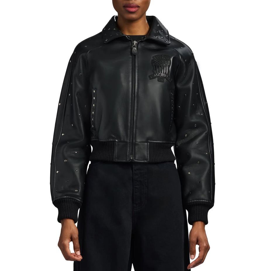Women's Cropped Studded Icon Jacket