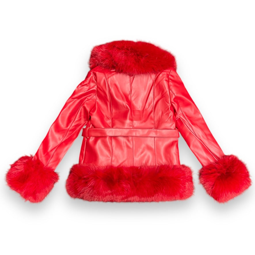 Faux Leather Jacket with Faux Fur Outline – Daniel's Leather