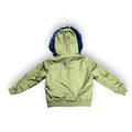 Green Leather Hoodie with Faux Fur