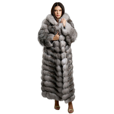 4 in 1 Fox Fur Coat With Removable Hood, Sleeves and Body