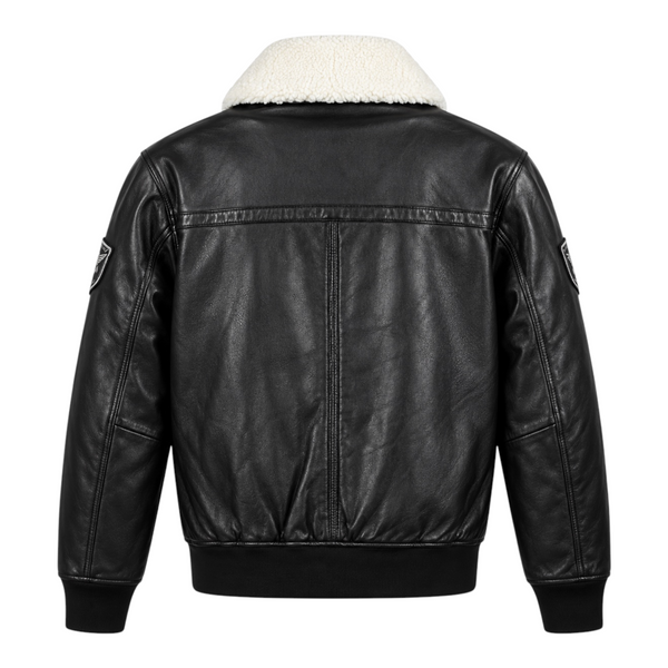 Top Gun® Aviator Luxury Leather Bomber With Removable Mouton Collar
