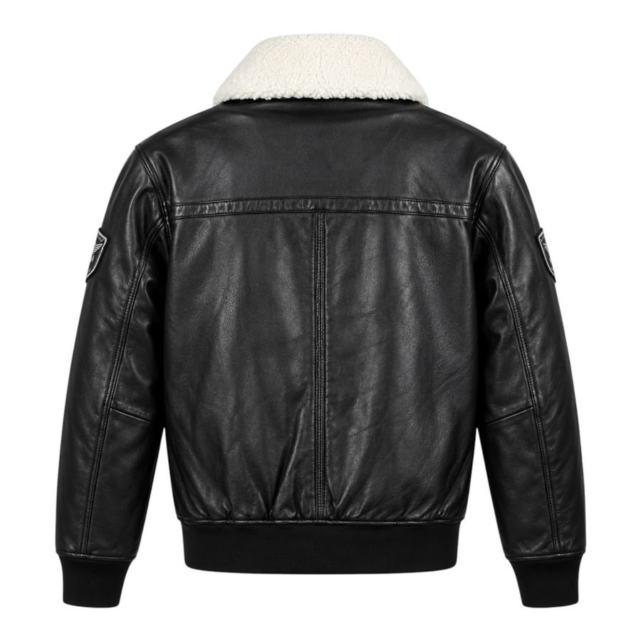 Top Gun® Aviator Luxury Leather Bomber With Removable Mouton Collar